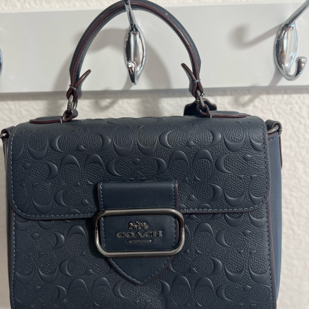 Coach Dark Blue Embossed Mini Bag